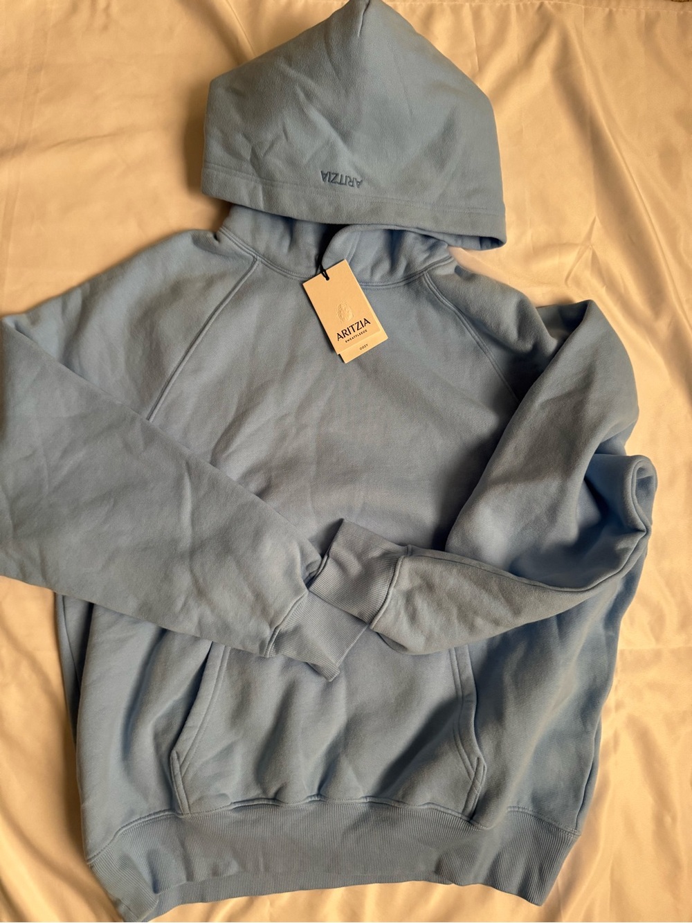 Aritzia Postcard Blue Pullover Hoodie mega raglan xs nwt